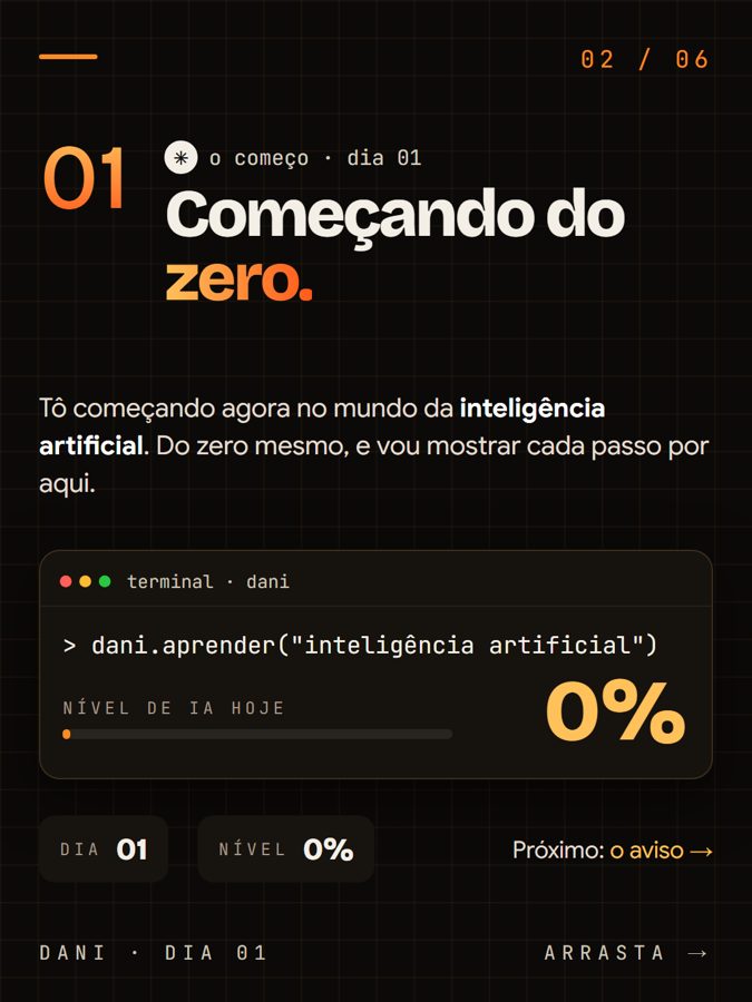 Card do primeiro carrossel da Dani