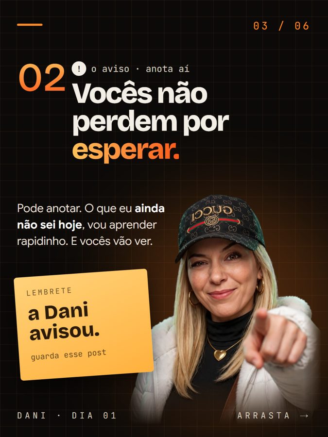 Card do primeiro carrossel da Dani