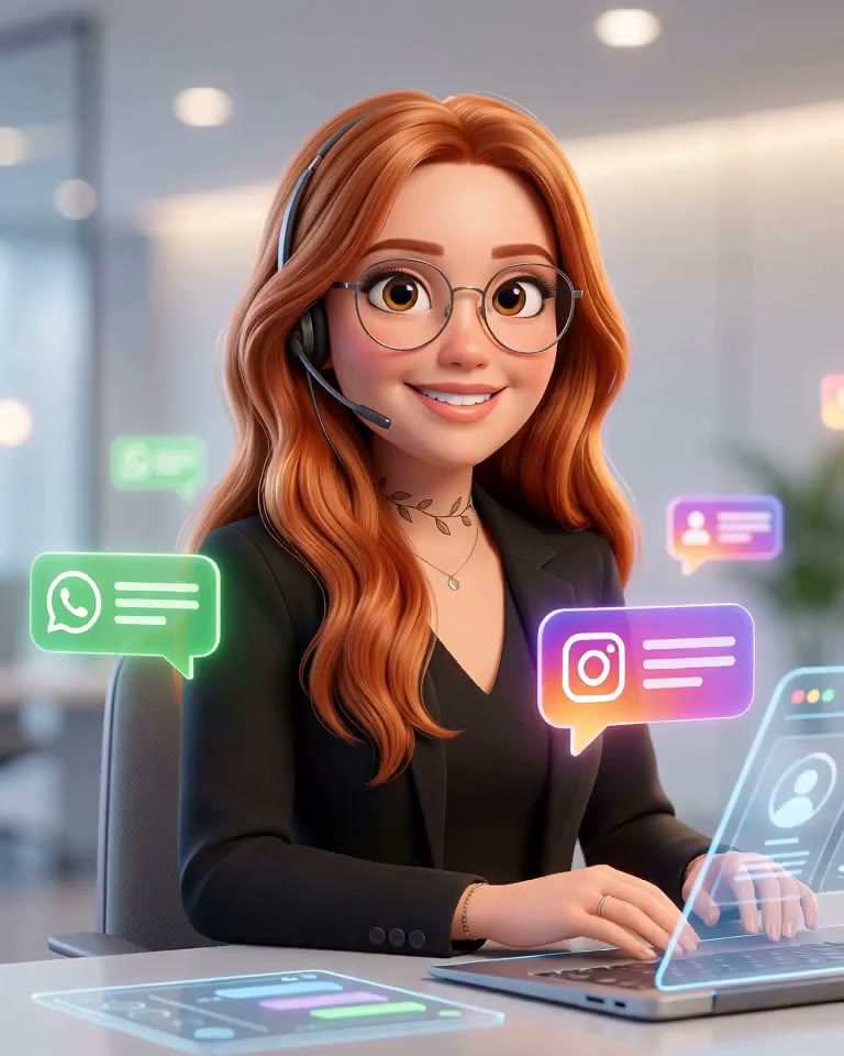 Maya, a orquestradora do time, em ilustração 3D