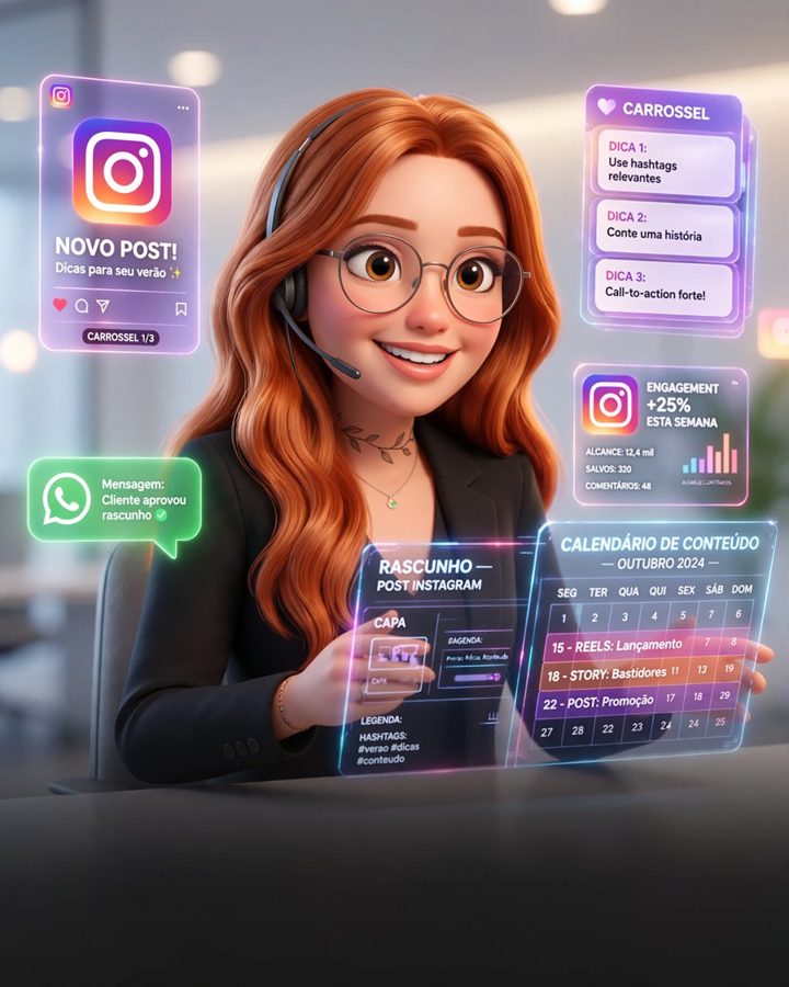 Maya criando conteúdo para o Instagram